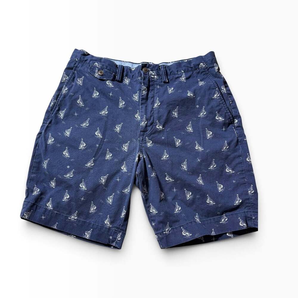 Polo Ralph Lauren Men's Navy Blue Sailboat Print Classic Fit Chino Short Size 33